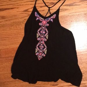 Black and pink neon flow low back tank